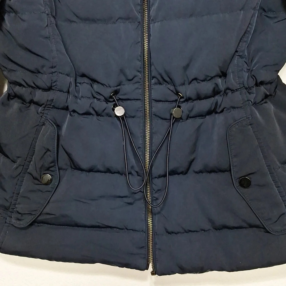 Zara Dark Blue Puffer Coat - Picture 3 of 13